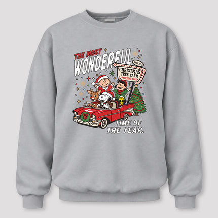 Christmas Tree Farm Vintage Car Most Wonderful Time Sweatshirt