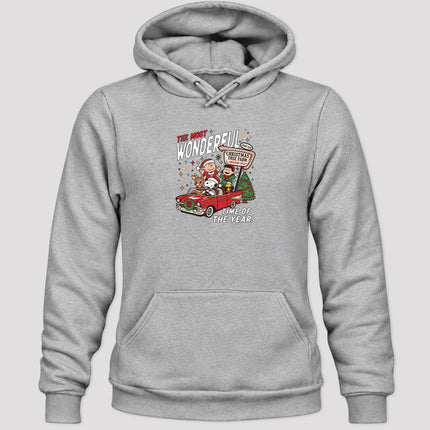 Christmas Tree Farm Vintage Car Most Wonderful Time Hoodie