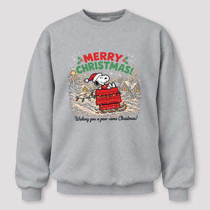 Merry Christmas Snowy Village Festive Sled Sweatshirt