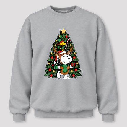 Christmas Tree Reindeer Antlers Festive Gift Sweatshirt