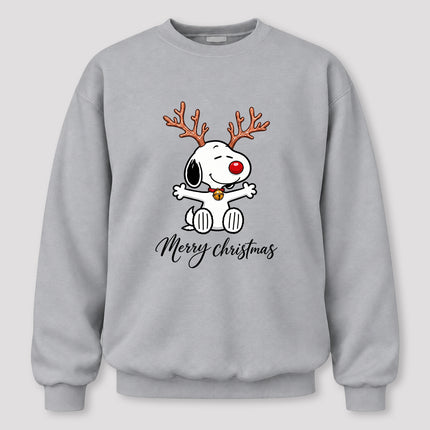 Merry Christmas Reindeer Antlers Red Nose Sweatshirt