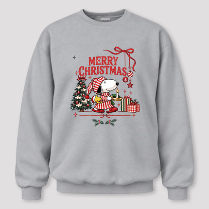 Merry Christmas Candlelight Tree Holiday Graphic Sweatshirt