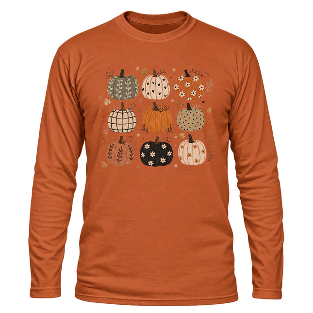 Fall Pumpkin Patch Boho Autumn Graphic Long Sleeve T-Shirt