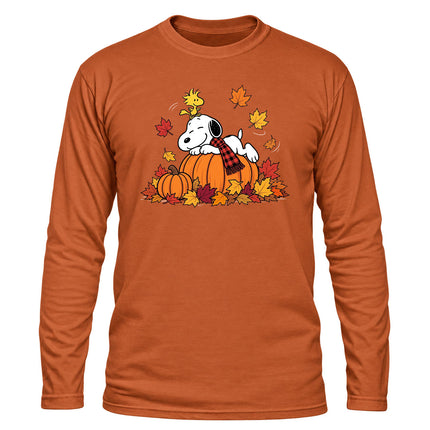 Fall Pumpkin Shirt Autumn Leaves Cozy Long Sleeve T-Shirt