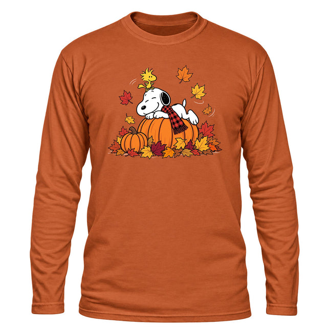 Fall Pumpkin Shirt Autumn Leaves Cozy Long Sleeve T-Shirt