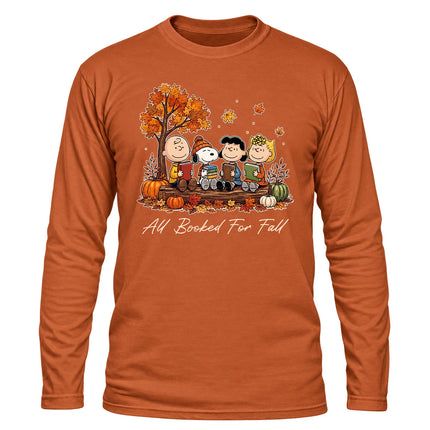 Fall Reading Shirt All Booked For Fall Autumn Book Lover Long Sleeve T-Shirt