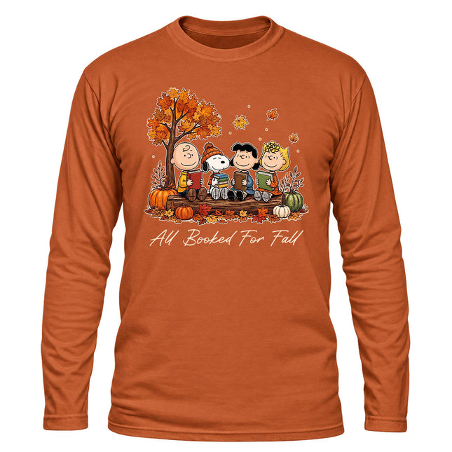 Fall Reading Shirt All Booked For Fall Autumn Book Lover Long Sleeve T-Shirt