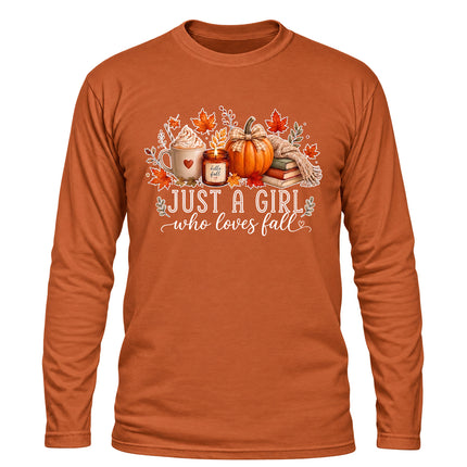 Just a Girl Who Loves Fall Pumpkin Cozy Autumn Long Sleeve T-Shirt