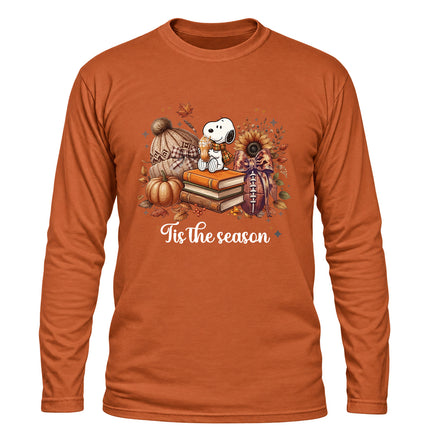 Tis the Season Cozy Fall Pumpkin Book Lover Long Sleeve T-Shirt