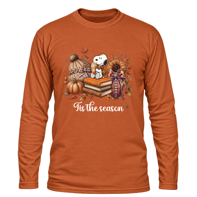 Tis the Season Cozy Fall Pumpkin Book Lover Long Sleeve T-Shirt