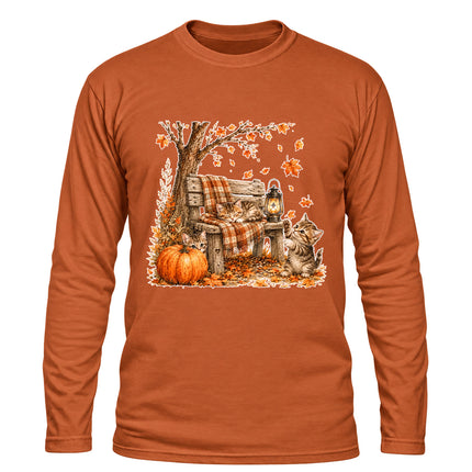 Cozy Fall Porch Pumpkin Lantern Autumn Long Sleeve T-Shirt