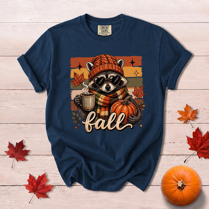Comfort Colors Cute Raccoon Fall Pumpkin Thanksgiving T-Shirt