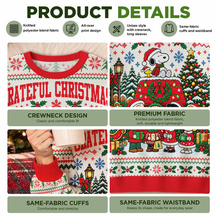 Grateful Christmas Ugly Sweatshirt Snowy Tree Holiday Design