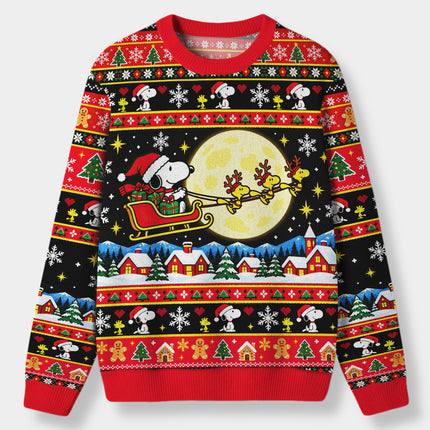 Christmas Sleigh Ride Ugly Sweatshirt Moonlit Winter Village