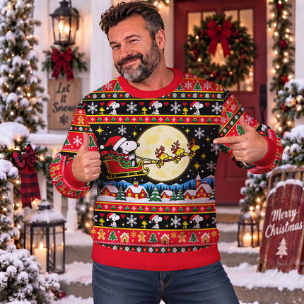 Christmas Sleigh Ride Ugly Sweatshirt Moonlit Winter Village
