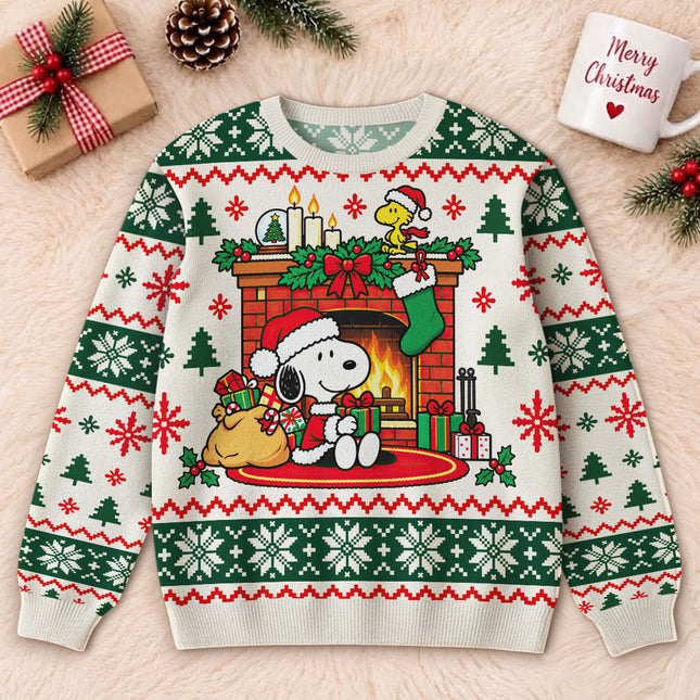 Christmas Fireplace Ugly Sweatshirt Cozy Stockings and Gifts