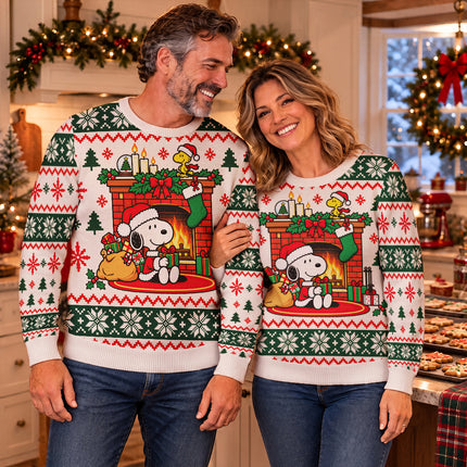 Christmas Fireplace Ugly Sweatshirt Cozy Stockings and Gifts