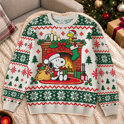Christmas Fireplace Ugly Sweatshirt Cozy Stockings and Gifts