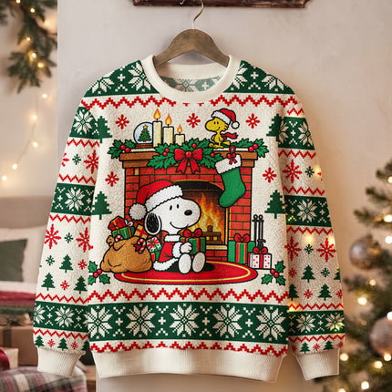 Christmas Fireplace Ugly Sweatshirt Cozy Stockings and Gifts