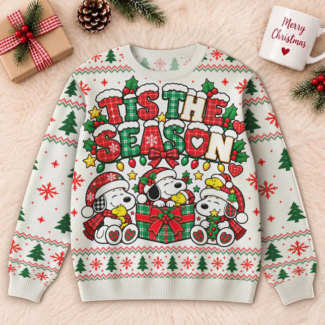 Tis The Season Ugly Sweatshirt Christmas Plaid Lights