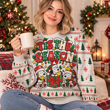 Tis The Season Ugly Sweatshirt Christmas Plaid Lights