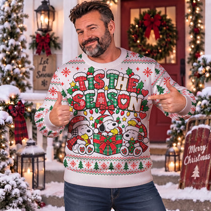 Tis The Season Ugly Sweatshirt Christmas Plaid Lights