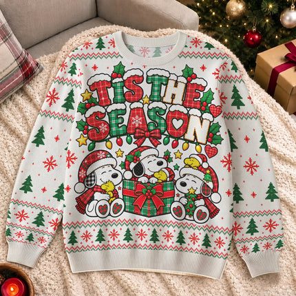 Tis The Season Ugly Sweatshirt Christmas Plaid Lights