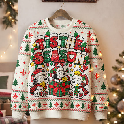 Tis The Season Ugly Sweatshirt Christmas Plaid Lights