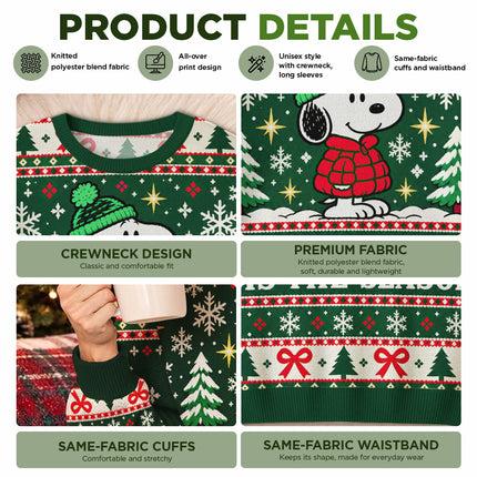 Tis The Season Christmas Ugly Sweatshirt Green Snowflake Knit