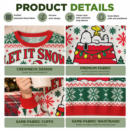 Let It Snow Christmas Ugly Sweatshirt Snowy Rooftop Fair Isle