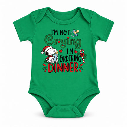 Funny Christmas I'm Not Crying I'm Ordering Dinner Baby Bodysuit