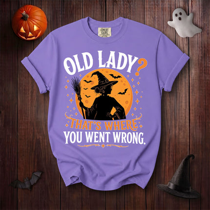 Comfort Colors Old Lady Witch Funny Halloween Moon Graphic T-Shirt