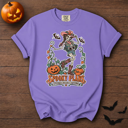 Comfort Colors Halloween Cowgirl Skeleton Pumpkin Graphic T-Shirt