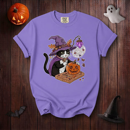 Comfort Colors Black Cat Halloween Witch Pumpkin Carving T-Shirt