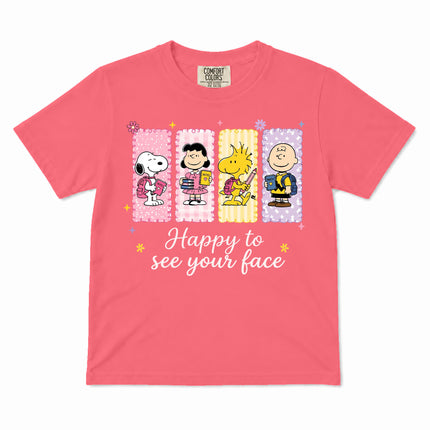 Comfort Colors Back To School Happy To See Your Face Classroom Kid T-Shirt