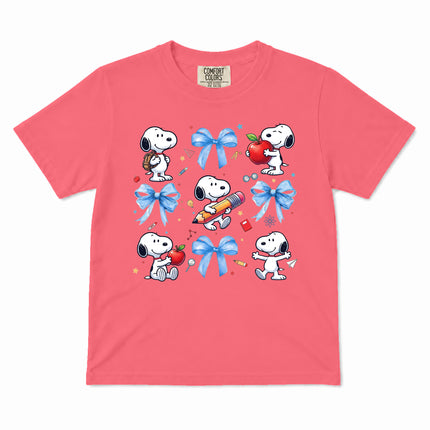Comfort Colors Back To School Blue Bow School Supplies Kid T-Shirt