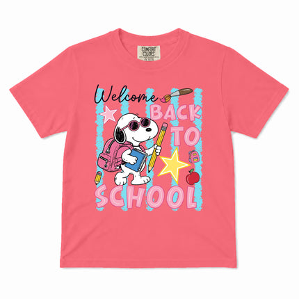 Comfort Colors Welcome Back To School Pink Backpack First Day Kid T-Shirt