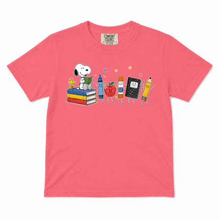 Comfort Colors Back To School Books Pencil Apple Supplies Kid T-Shirt