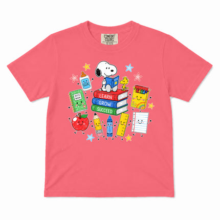 Comfort Colors Back To School Learn Grow Succeed Books Kid T-Shirt