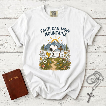 Comfort Colors Faith Can Move Mountains Christian Cross T-Shirt