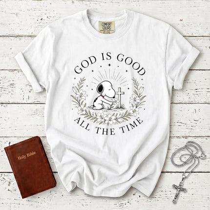 Comfort Colors God Is Good All The Time Christian Cross Lily Faith Gift T-Shirt