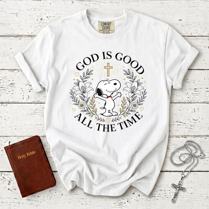Comfort Colors God Is Good All The Time Christian Cross Lily Easter Gift T-Shirt