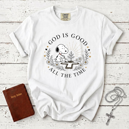 Comfort Colors God Is Good All The Time Christian Cross Garden Faith Gift T-Shirt