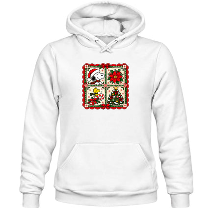 Christmas Patchwork Poinsettia Holiday Quilt Hoodie
