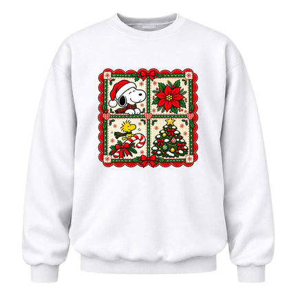 Christmas Patchwork Poinsettia Holiday Quilt Sweatshirt