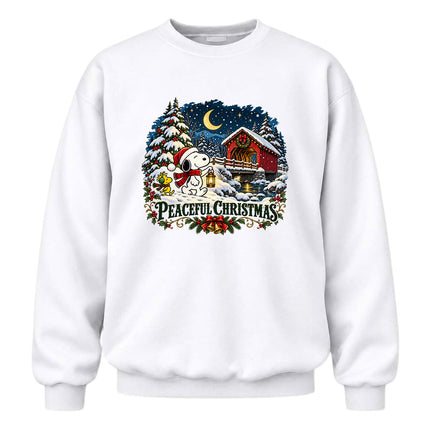 Peaceful Christmas Snowy Covered Bridge Winter Night Sweatshirt