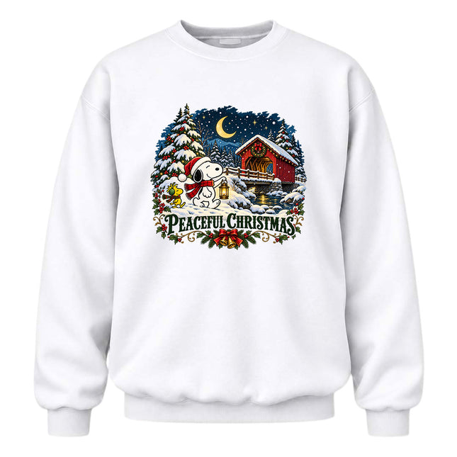 Peaceful Christmas Snowy Covered Bridge Winter Night Sweatshirt