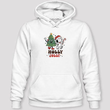 Holly Jolly Christmas Tree Candy Cane Retro Hoodie