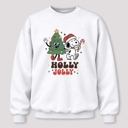 Holly Jolly Christmas Tree Candy Cane Retro Sweatshirt