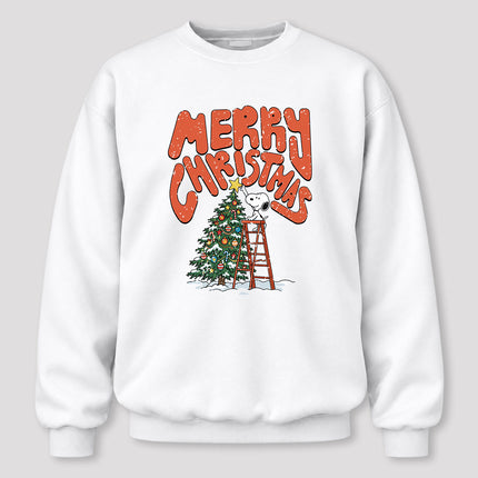 Merry Christmas Tree Decorating Retro Holiday Sweatshirt